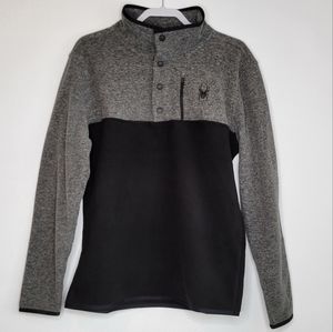 Spyder | Polar Fleece Pullover Sweatshirt,  Black and Grey Size Medium